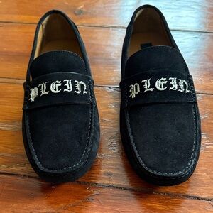 Philipp Plein Black Suede Slip-On Loafers